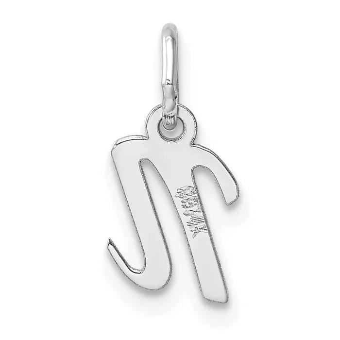 Charm Necklaces TreasureFineJewelers 14k White Gold Small Script Letter N Initial Charm