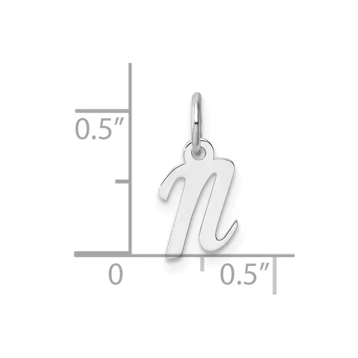 Charm Necklaces TreasureFineJewelers 14k White Gold Small Script Letter N Initial Charm