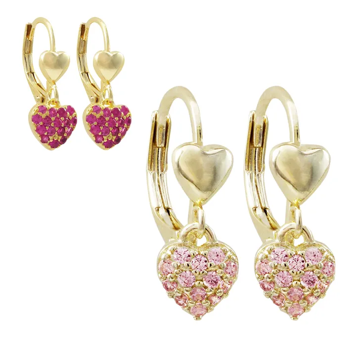 Earrings Surgical Steel Pink Gem Stone Heart Earrings Perfect Piercing