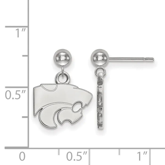 Earrings TreasureFineJewelers 14K White Gold Kansas State University Earrings Dangle Ball