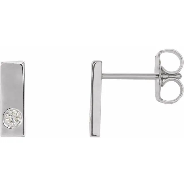 Earrings TreasureFineJewelers Sterling Silver 06 CTW Diamond Bar Earrings Earrings TreasureFineJewelers Sterling Silver 06 CTW Diamond Bar Earrings