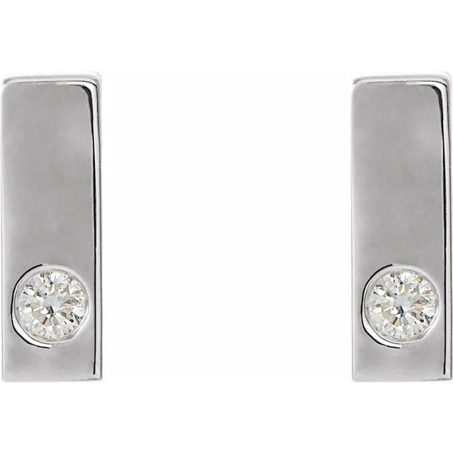 Earrings TreasureFineJewelers Sterling Silver 06 CTW Diamond Bar Earrings