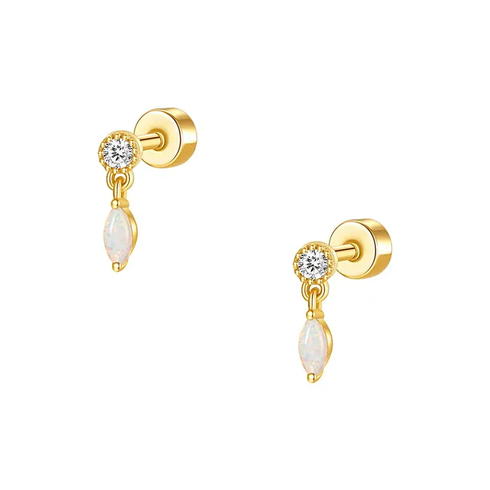 Earrings Trendolla Jewelry 925 Silver Opal Pendant Flat Back Earrings