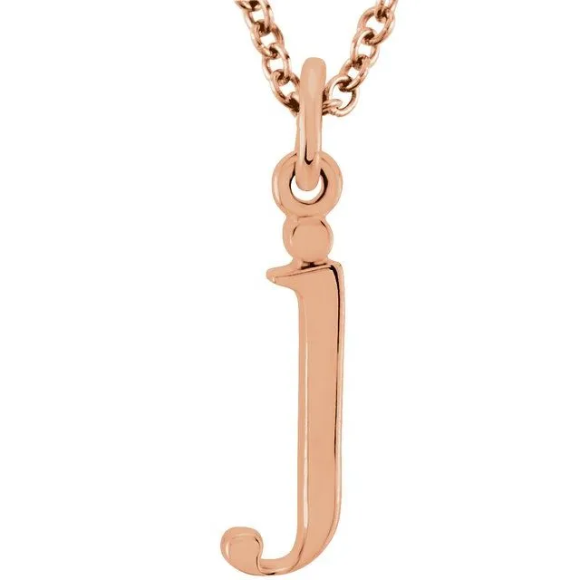 Necklaces 14K Rose Gold Lowercase Initial j 16 Necklace TreasureFineJewelers Necklaces 14K Rose Gold Lowercase Initial j 16 Necklace TreasureFineJewelers