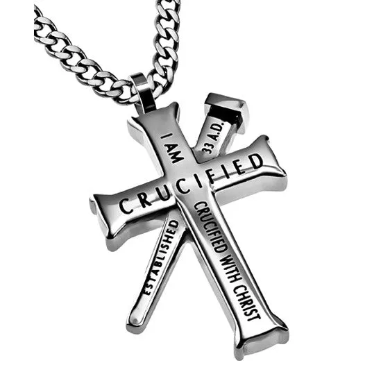 Necklaces GALATIANS 220 Cross and Nail Necklace with Bible Verse Stainless Steel Curb Chain North Arrow Shop Necklaces GALATIANS 220 Cross and Nail Necklace with Bible Verse Stainless Steel Curb Chain North Arrow Shop