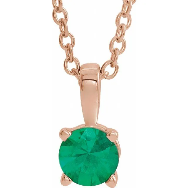 Necklaces TreasureFineJewelers 14K Rose Gold 6 mm Natural Emerald 1618 Necklace Necklaces TreasureFineJewelers 14K Rose Gold 6 mm Natural Emerald 1618 Necklace