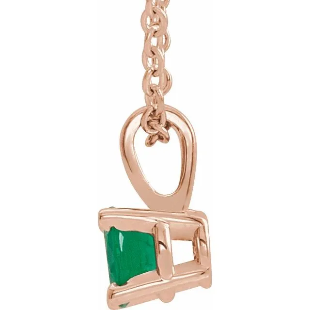 Necklaces TreasureFineJewelers 14K Rose Gold 6 mm Natural Emerald 1618 Necklace