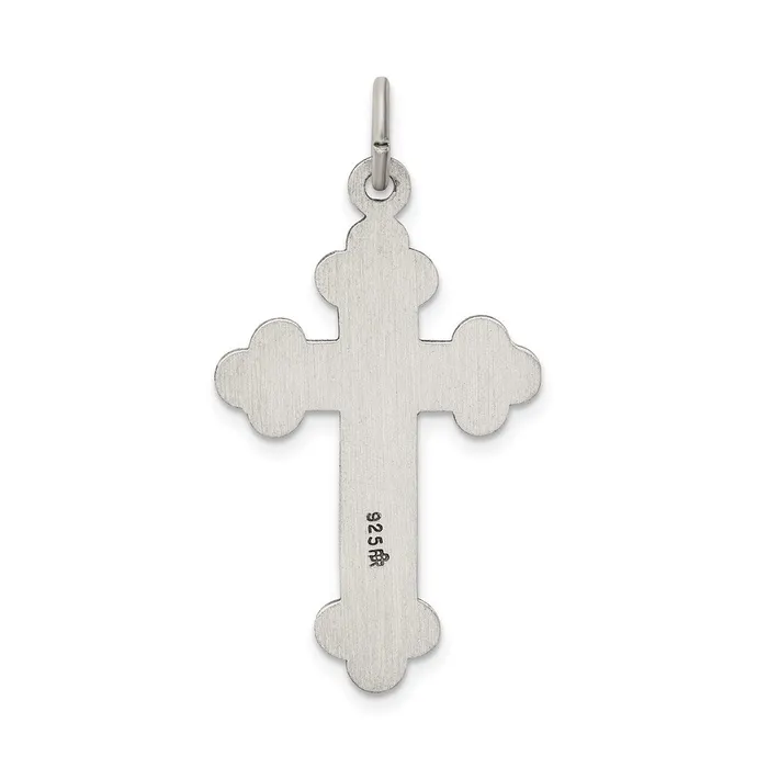 Necklaces TreasureFineJewelers Sterling Silver Antiqued Textured and Brushed Latin Cross Pendant