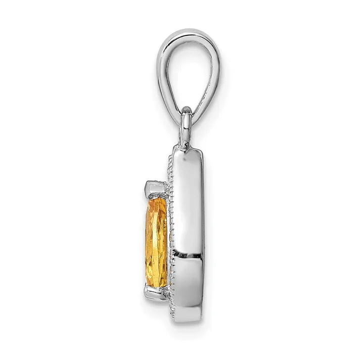 Necklaces TreasureFineJewelers Sterling Silver Rhodium Plated Yellow and Clear CZ Pendant