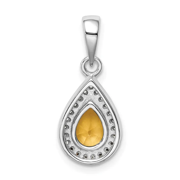 Necklaces TreasureFineJewelers Sterling Silver Rhodium Plated Yellow and Clear CZ Pendant