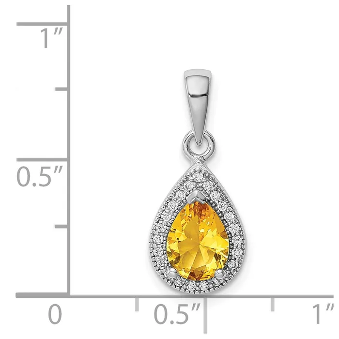 Necklaces TreasureFineJewelers Sterling Silver Rhodium Plated Yellow and Clear CZ Pendant