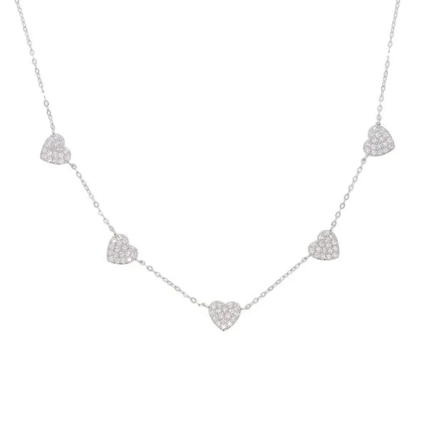 Perfect Piercing Necklaces Sterling pave heart choker necklace