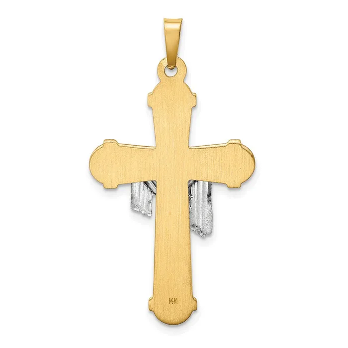 Rings 14k Twotone Hollow Polished Draped Cross TreasureFineJewelers