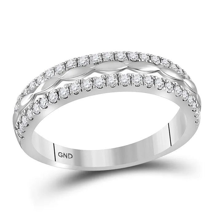 Rings North Arrow Shop 14kt white gold womens round diamond double row band ring 38 cttw119411