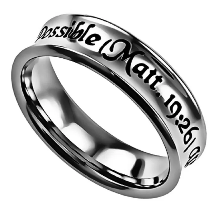 Rings North Arrow Shop POSSIBLE Matthew 1926 Womens Christian Truth Band Ring Stainless Steel Rings North Arrow Shop POSSIBLE Matthew 1926 Womens Christian Truth Band Ring Stainless Steel