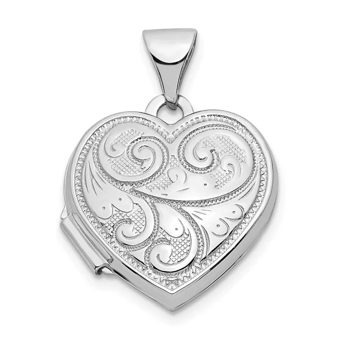 Rings TreasureFineJewelers 14k White Gold Reversible Swirl Design 15mm Heart Locket Rings TreasureFineJewelers 14k White Gold Reversible Swirl Design 15mm Heart Locket