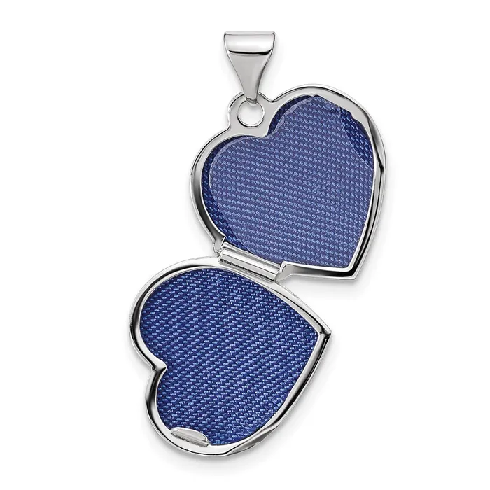 Rings TreasureFineJewelers 14k White Gold Reversible Swirl Design 15mm Heart Locket