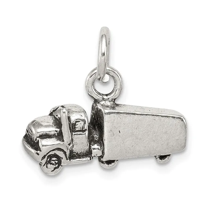 Rings TreasureFineJewelers Sterling Silver Antiqued Truck Charm