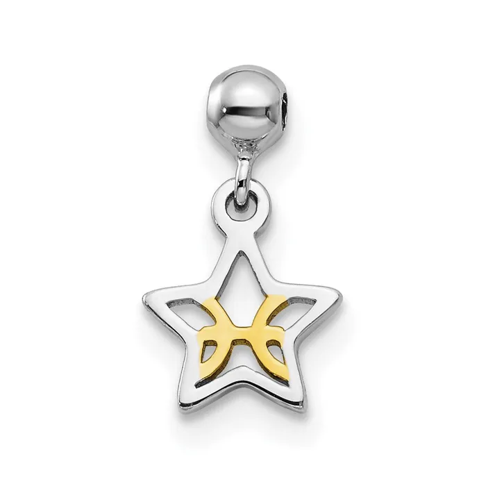Rings TreasureFineJewelers Sterling Silver Mio Memento Rhodium Gold Tone Dangle Star Charm Rings TreasureFineJewelers Sterling Silver Mio Memento Rhodium Gold Tone Dangle Star Charm