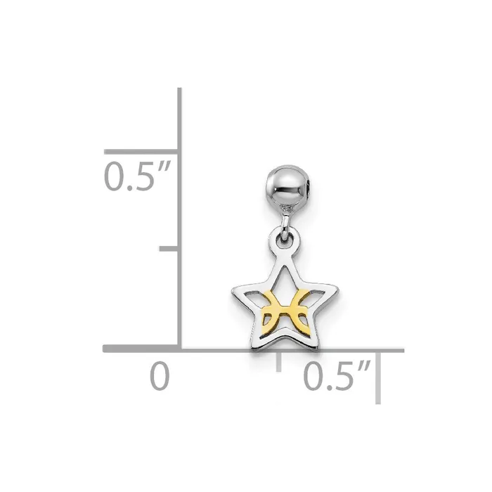 Rings TreasureFineJewelers Sterling Silver Mio Memento Rhodium Gold Tone Dangle Star Charm