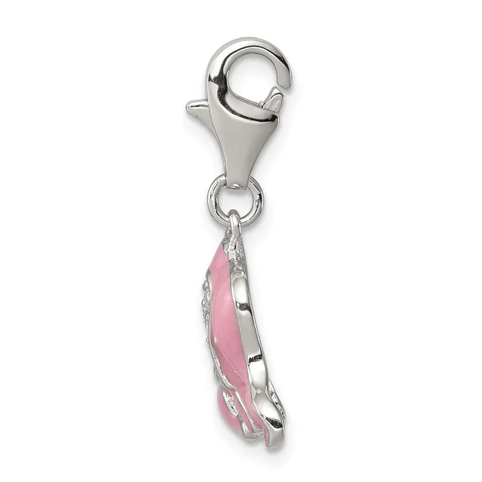 Rings TreasureFineJewelers Sterling Silver Pink Enameled CZ Elephant Charm