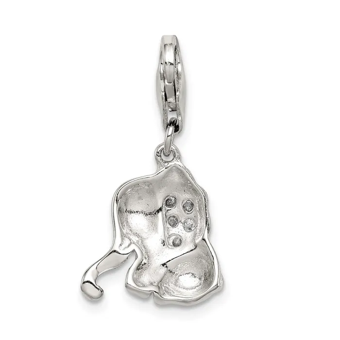 Rings TreasureFineJewelers Sterling Silver Pink Enameled CZ Elephant Charm