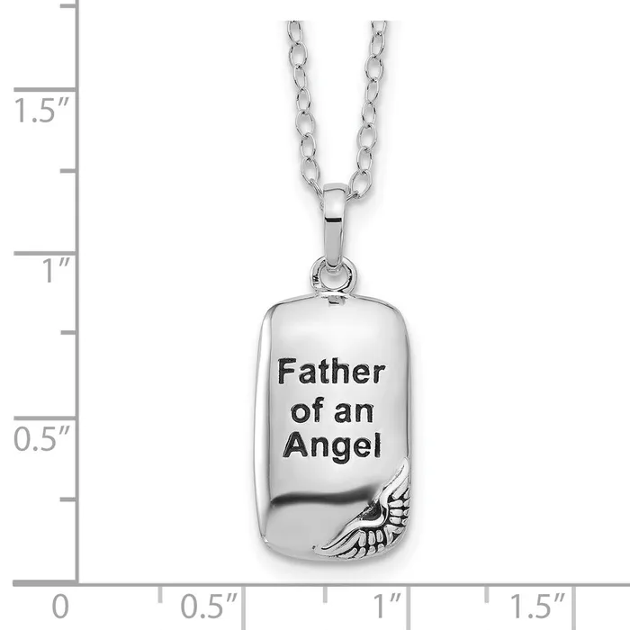 Sentimental Expressions Sterling Silver Rhodiumplated Antiqued Father of an Angel Ash Holder 18in Necklace TreasureFineJewelers Necklaces