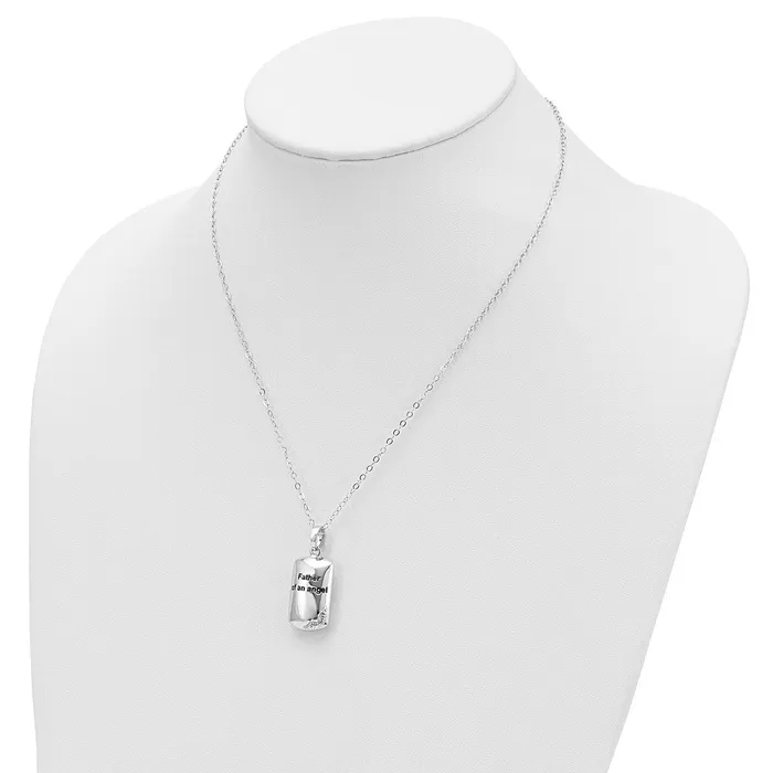 Sentimental Expressions Sterling Silver Rhodiumplated Antiqued Father of an Angel Ash Holder 18in Necklace TreasureFineJewelers Necklaces
