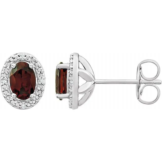 Sterling Silver Garnet Mozambique 025 CTW Diamond Earrings TreasureFineJewelers Earrings Sterling Silver Garnet Mozambique 025 CTW Diamond Earrings TreasureFineJewelers Earrings