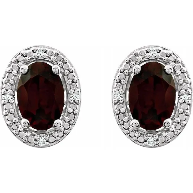Sterling Silver Garnet Mozambique 025 CTW Diamond Earrings TreasureFineJewelers Earrings