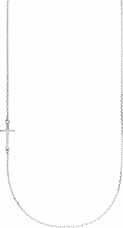 Sterling Silver OffCenter Sideways Cross 16 Necklace TreasureFineJewelers Necklaces Sterling Silver OffCenter Sideways Cross 16 Necklace TreasureFineJewelers Necklaces