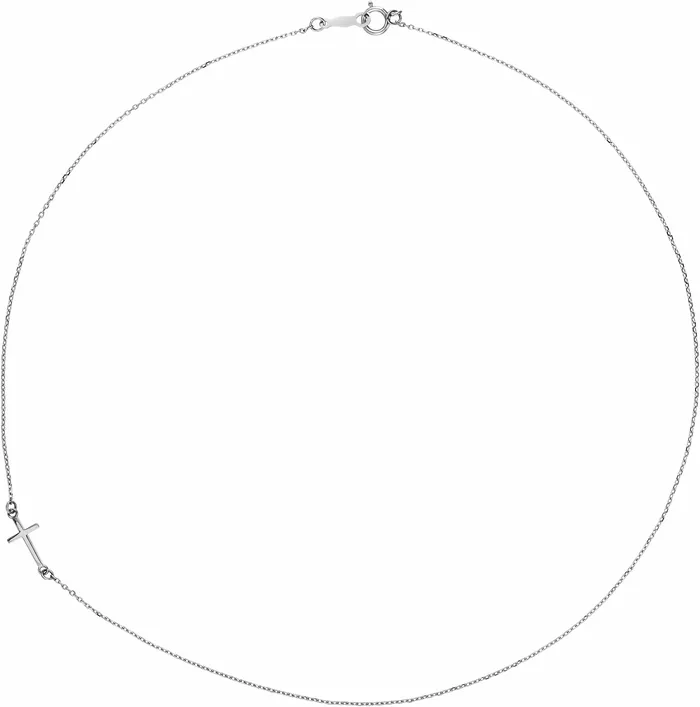 Sterling Silver OffCenter Sideways Cross 16 Necklace TreasureFineJewelers Necklaces