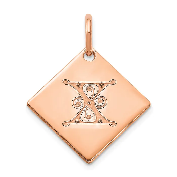 Sterling Silver Polished Rose Gold Plated Gold Letter X Initial Charm TreasureFineJewelers Earrings