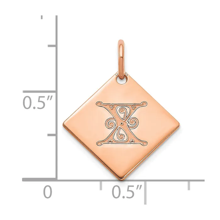 Sterling Silver Polished Rose Gold Plated Gold Letter X Initial Charm TreasureFineJewelers Earrings