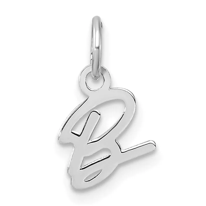 TreasureFineJewelers 14K White Gold Uppercase Letter B Initial Charm Charm Necklaces TreasureFineJewelers 14K White Gold Uppercase Letter B Initial Charm Charm Necklaces