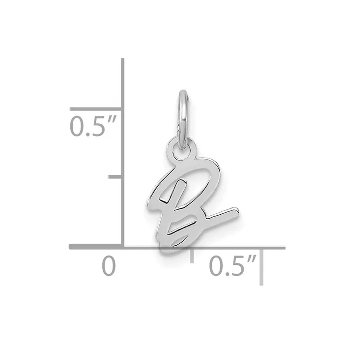 TreasureFineJewelers 14K White Gold Uppercase Letter B Initial Charm Charm Necklaces