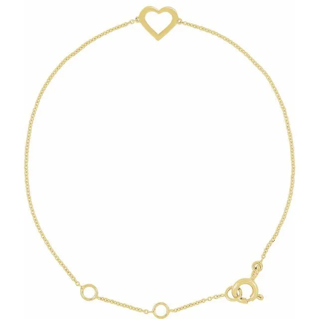 TreasureFineJewelers Bracelets 14K Yellow Gold Heart 7 Bracelet