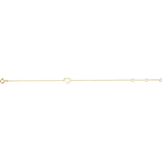TreasureFineJewelers Bracelets 14K Yellow Gold Heart 7 Bracelet