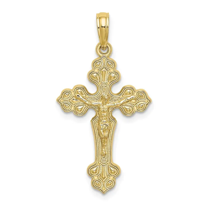 TreasureFineJewelers Charm Necklaces 10K Crucifix W Fancy Tips Charm