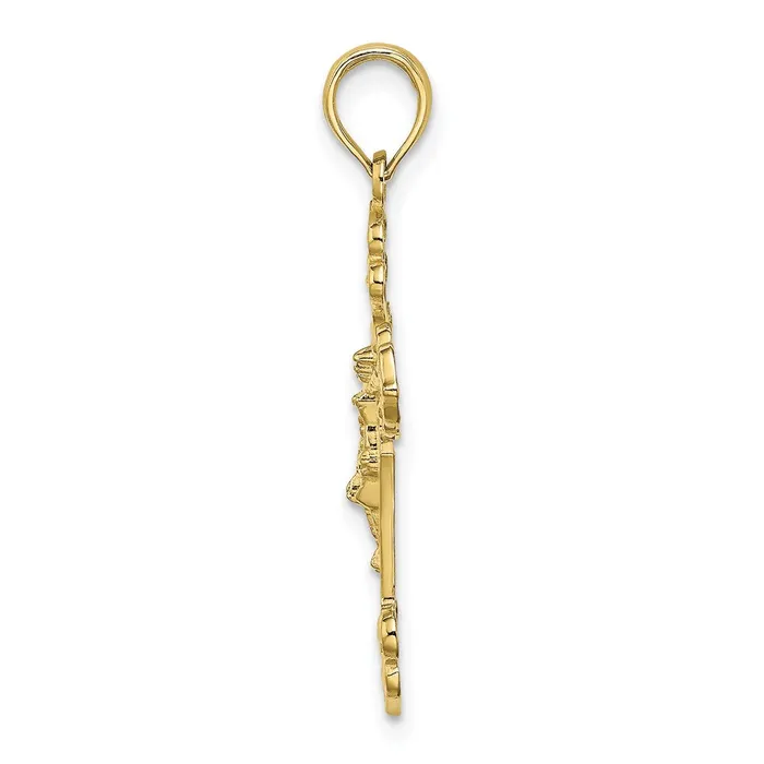 TreasureFineJewelers Charm Necklaces 10K Crucifix W Fancy Tips Charm
