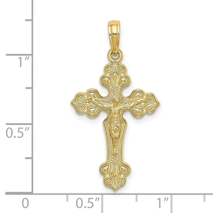 TreasureFineJewelers Charm Necklaces 10K Crucifix W Fancy Tips Charm