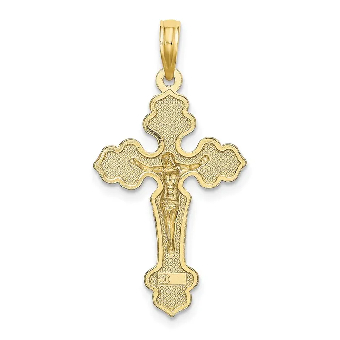 TreasureFineJewelers Charm Necklaces 10K Crucifix W Fancy Tips Charm