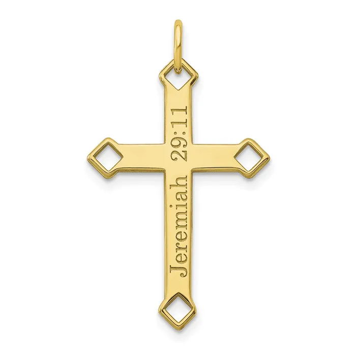 TreasureFineJewelers Charm Necklaces 10K Personalized Cross Charm