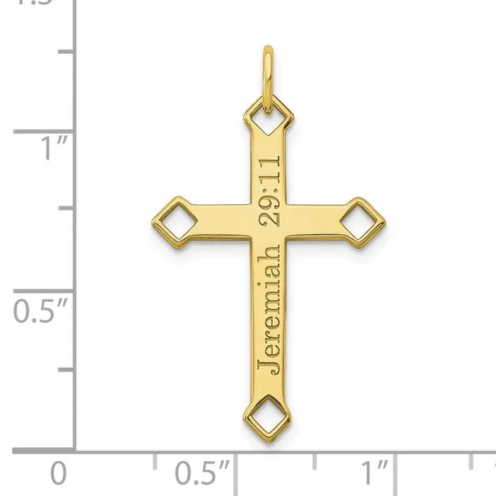 TreasureFineJewelers Charm Necklaces 10K Personalized Cross Charm