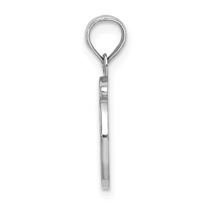 TreasureFineJewelers Charm Necklaces 10K White Gold Polished O Script Initial Charm