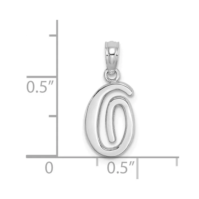 TreasureFineJewelers Charm Necklaces 10K White Gold Polished O Script Initial Charm