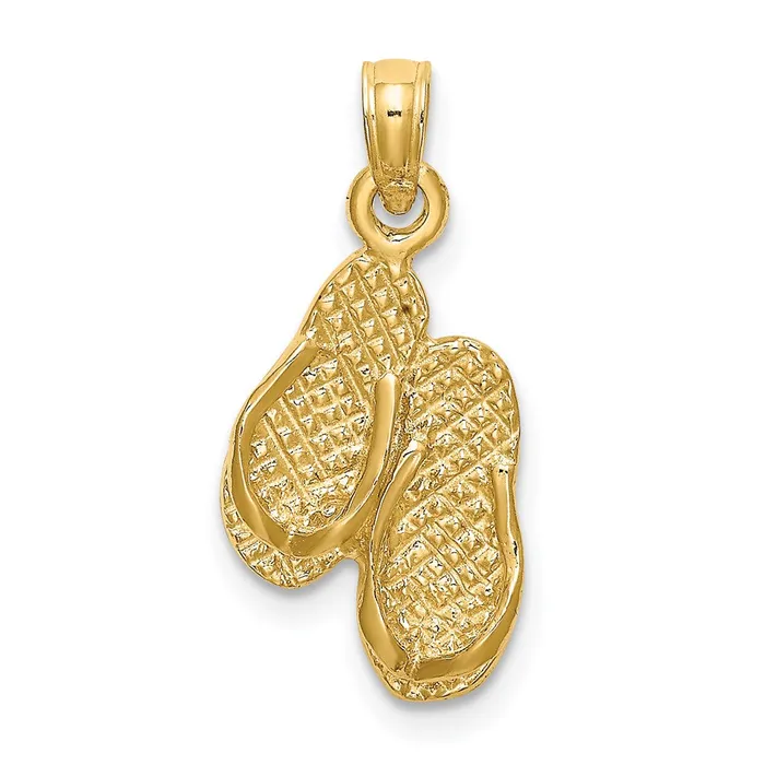 TreasureFineJewelers Charm Necklaces 14K 3D PAWLEYS ISLAND Double Flipflop Charm TreasureFineJewelers Charm Necklaces 14K 3D PAWLEYS ISLAND Double Flipflop Charm