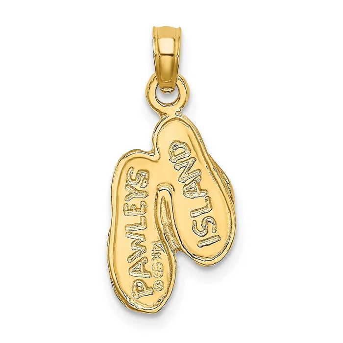 TreasureFineJewelers Charm Necklaces 14K 3D PAWLEYS ISLAND Double Flipflop Charm