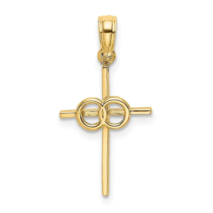 TreasureFineJewelers Charm Necklaces 14K Polished Infinity Circles Cross Charm TreasureFineJewelers Charm Necklaces 14K Polished Infinity Circles Cross Charm