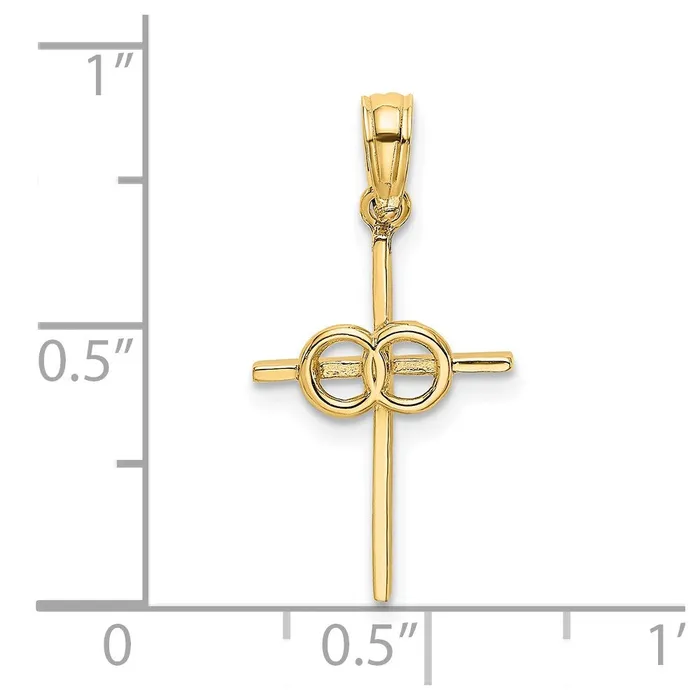 TreasureFineJewelers Charm Necklaces 14K Polished Infinity Circles Cross Charm